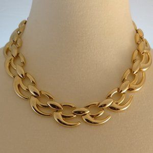 Vintage Heavy Link Gold Tone 17" Choker Necklace Sign WM